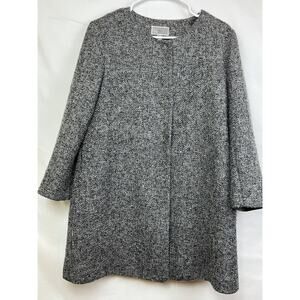 Chelsea 28 Women's Size Med Black/Gray Open Front Collarless Sweater Cardigan